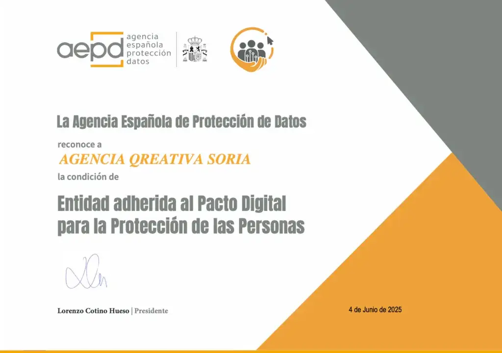 Certificado de adhesión al Pacto Digital para la Protección de las Personas